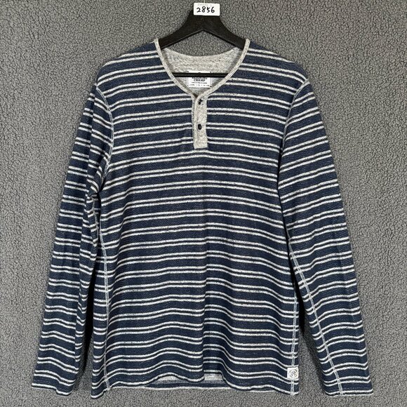 Reigning Champ 100% Cotton Long Sleeve Henley Shirt - Men's Size L - Blue Gray - Picture 1 of 6